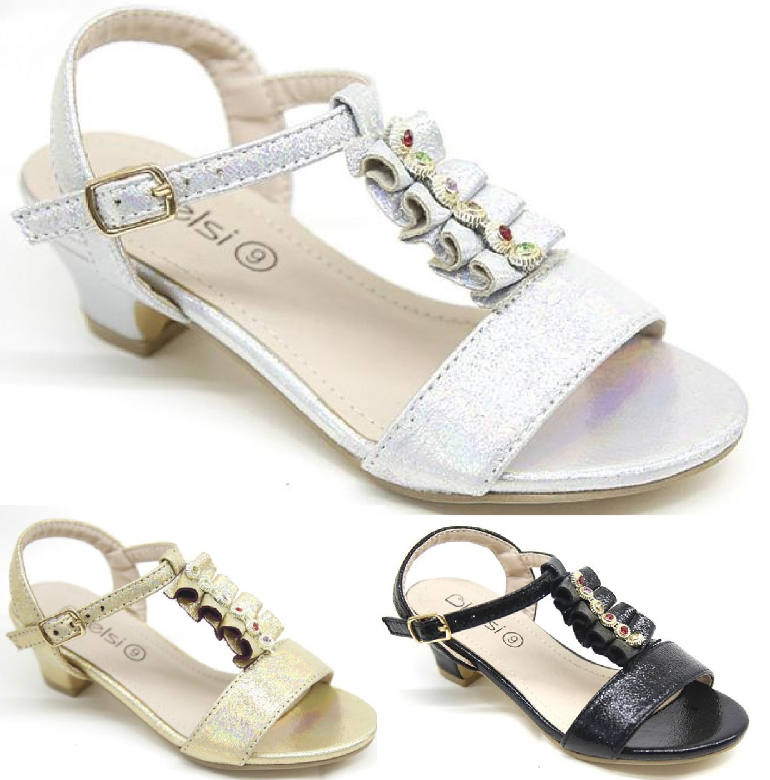 Women's Grey Sparkling Glitter Heels With Buckle Latin Ballroom/Outdoor Dance Shoes Wedding 